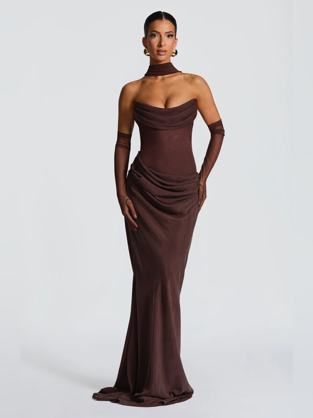 New BabyBoo LIORA MAXI DRESS PLUM BROWN Size Small - Picture 11 of 16